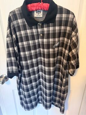 Eagles Black and White Plaid Men's Polo